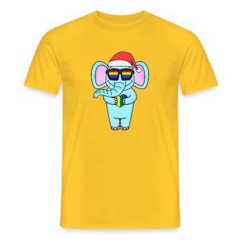 Elefant Weihnachtlich Regenbogen Farbenbroh - Männer T-Shirt - Gelb - Vorne - AI Model Male 178 dark (178cm)