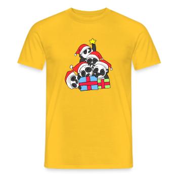 Pandas avec cadeaux - Sapin de Noël - T-shirt homme - jaune - Devant - AI Model Male 178 dark (178cm)