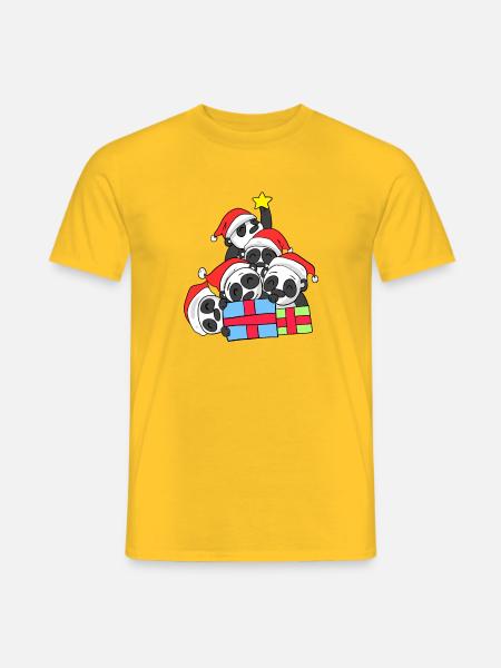 Pandas mit Geschenke - Weihnachtsbaum - Männer T-Shirt - Gelb