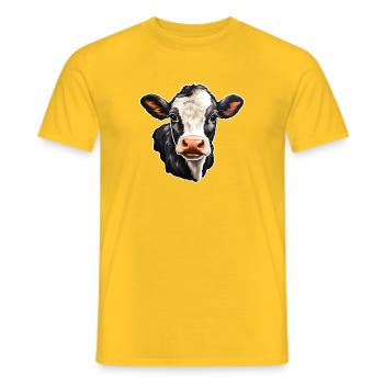 Cadeau de la ferme de veaux Holsteiner FarmerCow Head - T-shirt homme - jaune - Devant - AI Model Male 178 dark (178cm)