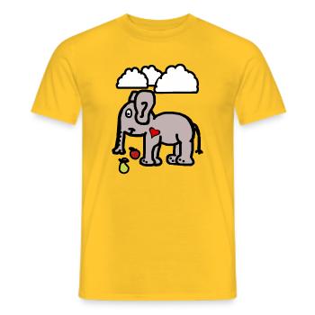 Éléphant Zoo Animaux Fruits Fruits Snacking Enfants Bébé - T-shirt homme - jaune - Devant - AI Model Male 178 dark (178cm)