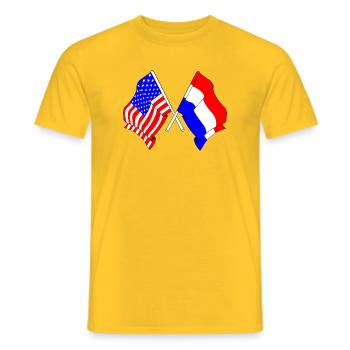 Drapeau des États-Unis et drapeau des Pays-Bas - T-shirt homme - jaune - Devant - AI Model Male 178 dark (178cm)