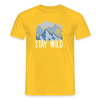 Stay Wild Mountain Peaks - Men's T-Shirt - yellow - Front - AI Model Male 178 dark (178cm)