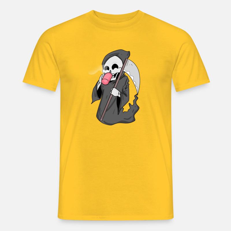 Sensenmann mit Kaffee - Männer T-Shirt - Gelb