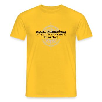 Skyline Dresden - Männer T-Shirt - Gelb - Vorne - AI Model Male 178 dark (178cm)