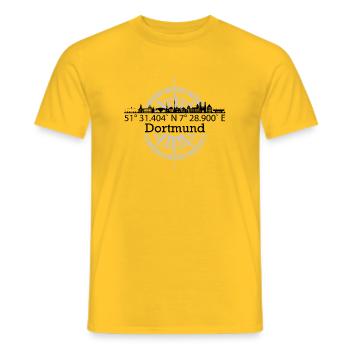 Skyline Dortmund - Männer T-Shirt - Gelb - Vorne - AI Model Male 178 dark (178cm)
