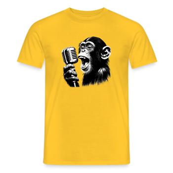 Monkey orchestra singer with vintage microphone - Men's T-Shirt - yellow - Front - AI Model Male 178 dark (178cm)