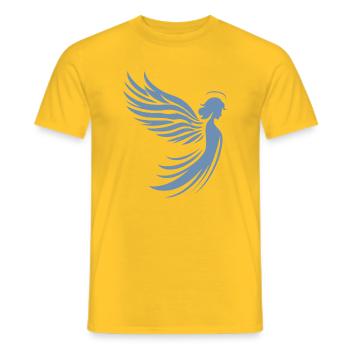 Un ange avec des ailes et une silhouette de halo - T-shirt homme - jaune - Devant - AI Model Male 178 dark (178cm)
