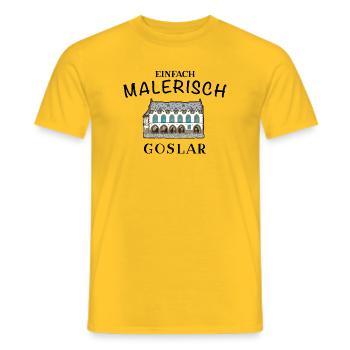 Goslar im Harz, Historisches Rathaus - Männer T-Shirt - Gelb - Vorne - AI Model Male 178 dark (178cm)