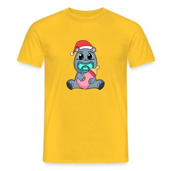 Hippopotame bébé Noël - T-shirt homme - jaune - Devant - AI Model Male 178 dark (178cm)