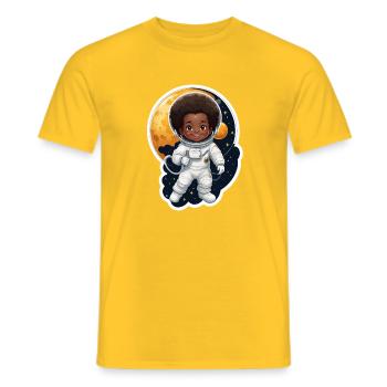 Kinder astronaut mit Mondhintergrund - Männer T-Shirt - Gelb - Vorne - AI Model Male 178 dark (178cm)