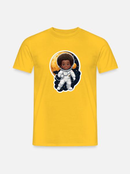 Kinder astronaut mit Mondhintergrund - Männer T-Shirt - Gelb