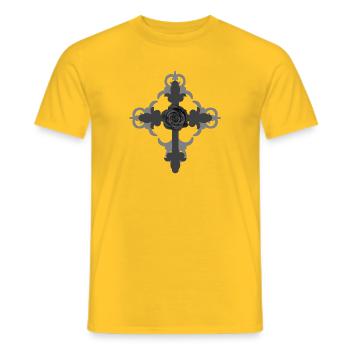 kreuze, Rosenblüte, ranken, gothic motiv - Männer T-Shirt - Gelb - Vorne - AI Model Male 178 dark (178cm)