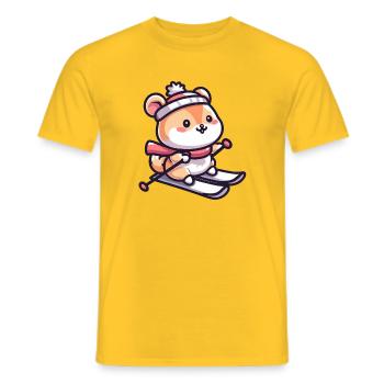 Cute hamster while skiing - Skiing holiday in the - Men's T-Shirt - yellow - Front - AI Model Male 178 dark (178cm)
