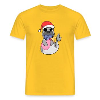 Bébé Lion de mer Noël - T-shirt homme - jaune - Devant - AI Model Male 178 dark (178cm)
