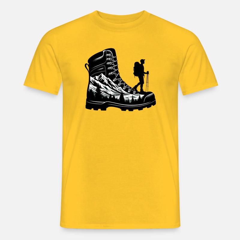 Drawing Hiker Bergwanderschuh - Männer T-Shirt - Gelb