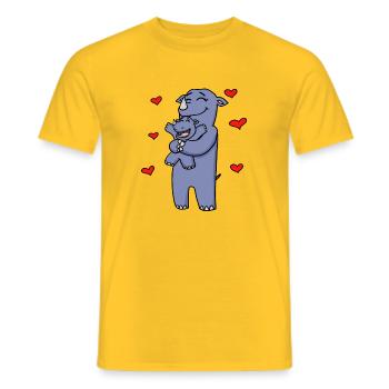 Rhino Family - Rhino with Baby - Rhinos - Men's T-Shirt - yellow - Front - AI Model Male 178 dark (178cm)