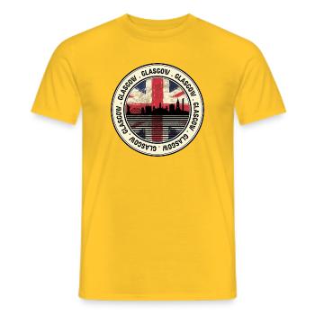 Glasgow Unionjack Cityscape - Men's T-Shirt - yellow - Front - AI Model Male 178 dark (178cm)