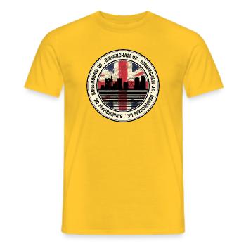 Skyline du drapeau Union de Birmingham, Royaume-Uni - T-shirt homme - jaune - Devant - AI Model Male 178 dark (178cm)