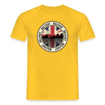 Belfast Union Jack Roundel - Men's T-Shirt - yellow - Front - AI Model Male 178 dark (178cm)