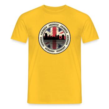 Union Jack Skyline Aberdeen Emblem - Men's T-Shirt - yellow - Front - AI Model Male 178 dark (178cm)