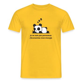 Panda Endormi Économise Son Énergie - T-shirt homme - jaune - Devant - AI Model Male 178 dark (178cm)