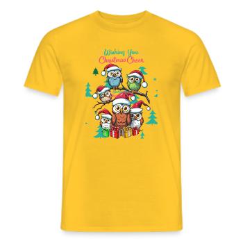 Festliche Eule Weihnachtsstimmung Design - Männer T-Shirt - Gelb - Vorne - AI Model Male 178 dark (178cm)