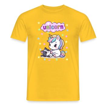 Entzückende Einhorn- und Katzenillustration - Männer T-Shirt - Gelb - Vorne - AI Model Male 178 dark (178cm)