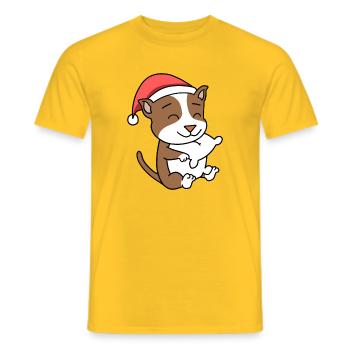 Staffordshire Bull Terrier Dog Animal Christmas - Men's T-Shirt - yellow - Front - AI Model Male 178 dark (178cm)