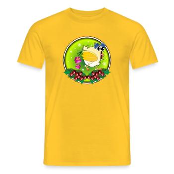 CHRISTMAS CHICKENS - Men's T-Shirt - yellow - Front - AI Model Male 178 dark (178cm)