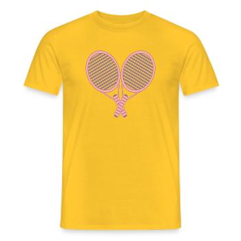 TENNIS RACKETS - TENNIS COUPLES - Men's T-Shirt - yellow - Front - AI Model Male 178 dark (178cm)