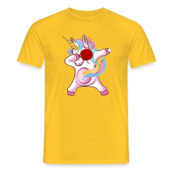 Licorne Licorne avec raquette de tennis de table pour - T-shirt homme - jaune - Devant - AI Model Male 178 dark (178cm)