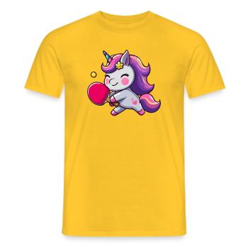 Licorne Licorne avec raquette de tennis de table pour - T-shirt homme - jaune - Devant - AI Model Male 178 dark (178cm)