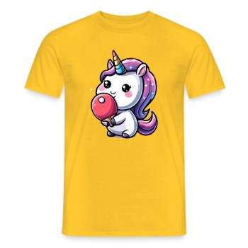 Licorne Licorne avec raquette de tennis de table pour - T-shirt homme - jaune - Devant - AI Model Male 178 dark (178cm)