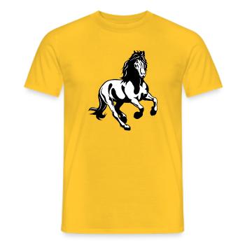 Friesian stallion galloping - Men's T-Shirt - yellow - Front - AI Model Male 178 dark (178cm)