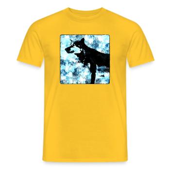 Silhouette de loup Aquarelles - T-shirt homme - jaune - Devant - AI Model Male 178 dark (178cm)