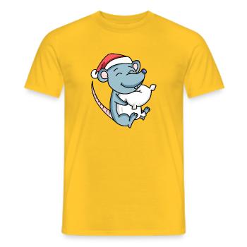 Souris Mignon Fatigué Noël - T-shirt homme - jaune - Devant - AI Model Male 178 dark (178cm)