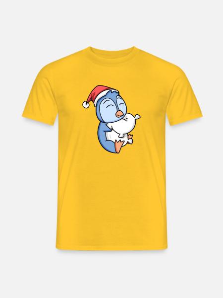Penguin Cute Tired Christmas - Men's T-Shirt - yellow