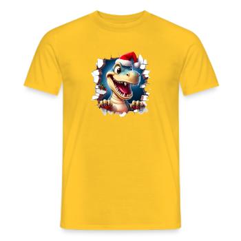 Dino Weihnachtsdurchbruch - Männer T-Shirt - Gelb - Vorne - AI Model Male 178 dark (178cm)