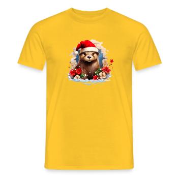 Loutre de Noël - T-shirt homme - jaune - Devant - AI Model Male 178 dark (178cm)