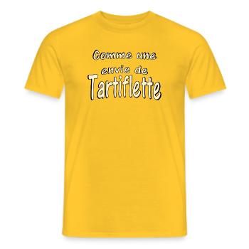Comme une envie de Tartiflette - T-shirt homme - jaune - Devant - AI Model Male 178 dark (178cm)