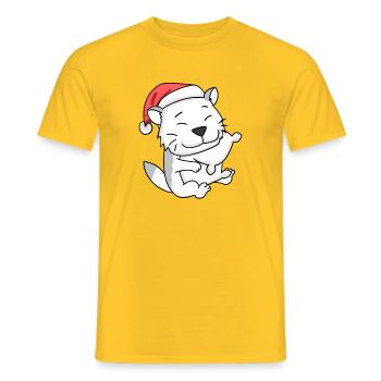 Chat Mignon Burmilla Fatigué Noël - T-shirt homme - jaune - Devant - AI Model Male 178 dark (178cm)