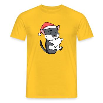 Katze Niedlich Norwegische Waldkatze - Männer T-Shirt - Gelb - Vorne - AI Model Male 178 dark (178cm)
