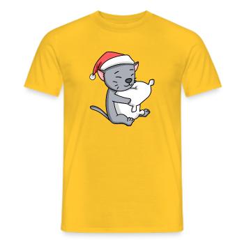 Chat Mignon Korat Chat Fatigué Noël - T-shirt homme - jaune - Devant - AI Model Male 178 dark (178cm)