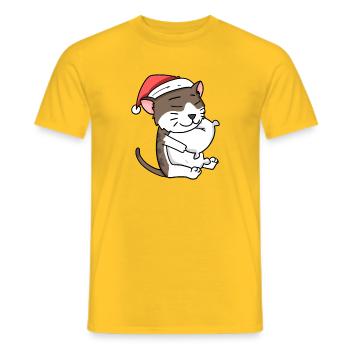 Chat Mignon Chat Birman Fatigué Noël - T-shirt homme - jaune - Devant - AI Model Male 178 dark (178cm)