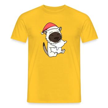 Chat, Mignon, Birman, Chat, Fatigué, Noël - T-shirt homme - jaune - Devant - AI Model Male 178 dark (178cm)