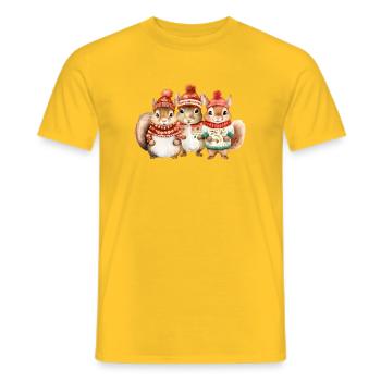 Winterliches Eichhörchen-Trio - Männer T-Shirt - Gelb - Vorne - AI Model Male 178 dark (178cm)