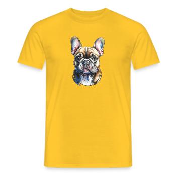 Französische Bulldogge Portrait - Männer T-Shirt - Gelb - Vorne - AI Model Male 178 dark (178cm)
