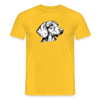 Kurzhaardackel Portrait sw - Männer T-Shirt - Gelb - Vorne - AI Model Male 178 dark (178cm)