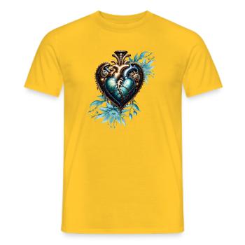 Wonderful and elegant steampunk heart. - Men's T-Shirt - yellow - Front - AI Model Male 178 dark (178cm)